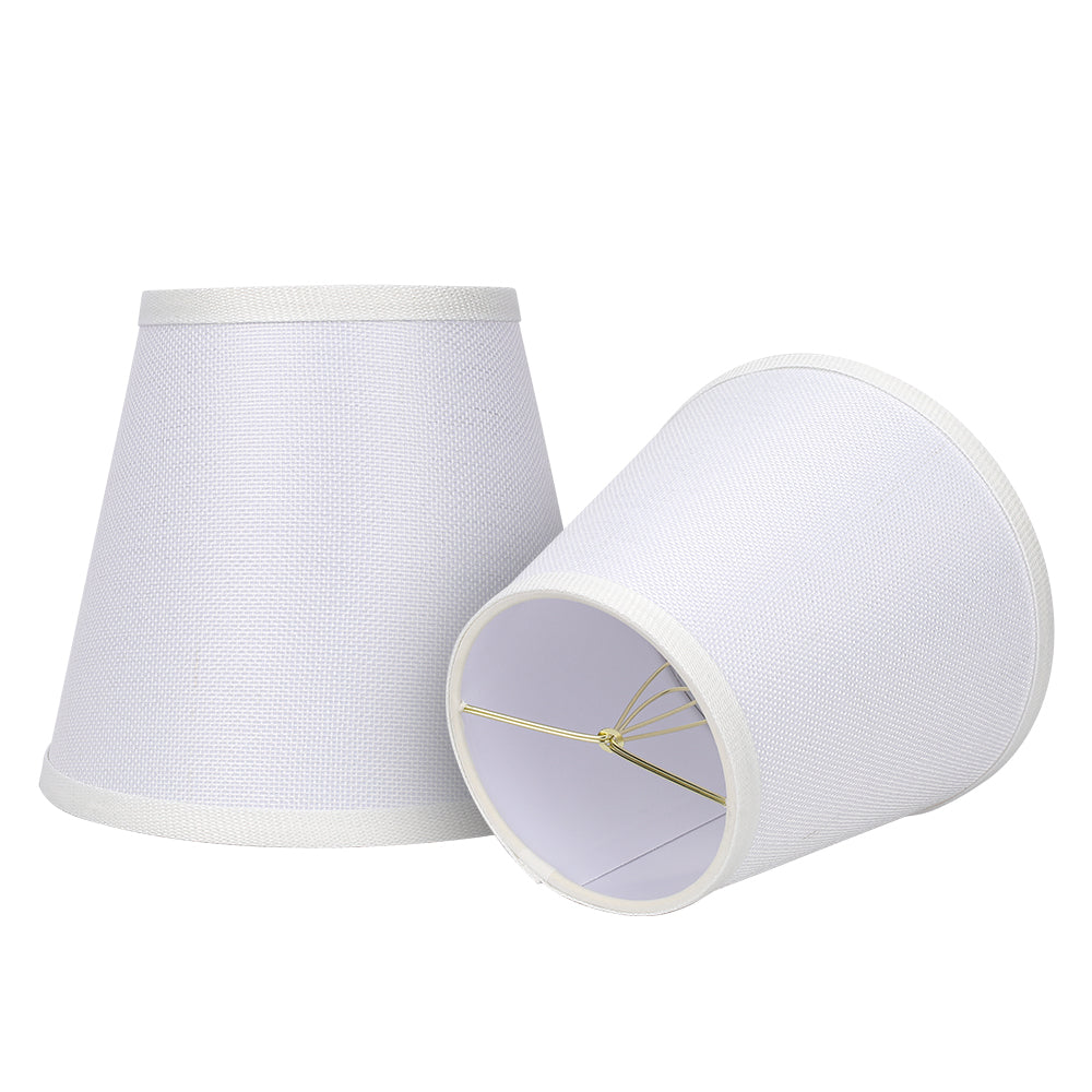 White Clip-On Linen Lamp Shades 5"×8"×7", Fabric Replacement Shades for Wall Sconces & Chandeliers