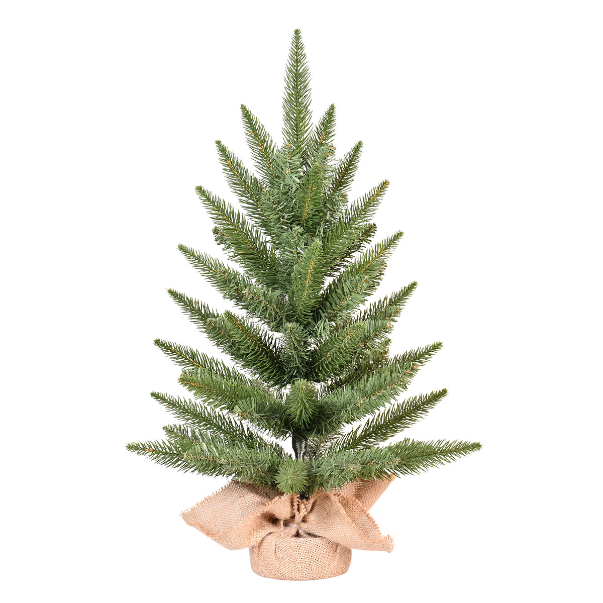 2FT Mini Tabletop Artificial Christmas Tree, 67 Branch Tips Realistic Unlit Pine Tree with Burlap Base, Holiday Decor for Home Office