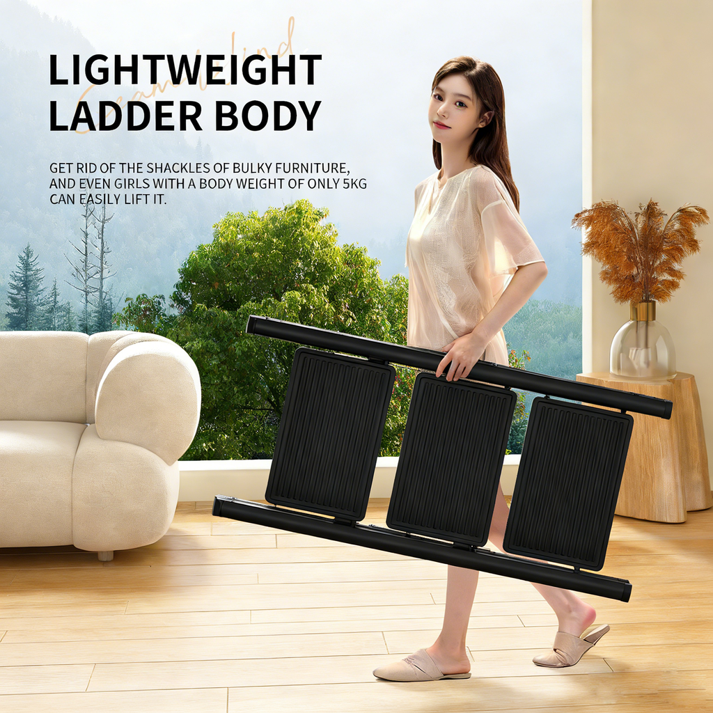 4 Step Ladder Folding Step Stool for Adults, Heavy Duty Steel, Anti Slip Wide Pedals Portable Lightweight Home Kitchen Office Closet