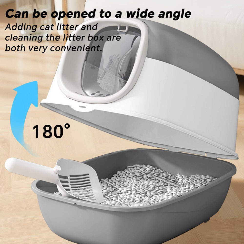 Foldable Cat Litter Box with Lid & Scoop – Middle Enclosed Anti-Splashing, Front Entry, Easy Clean for Home, Odor Control, Space-Saving for Indoor Cats