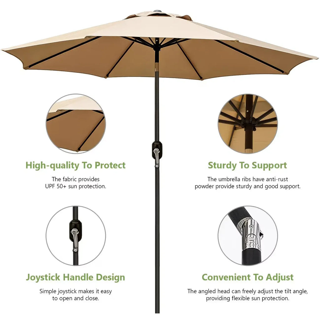 10ft Patio Umbrella with Base, Outdoor Market Umbrella, Tilt & Crank, UPF 50+ Sun Protection for Patio, Pool, Deck & Beach