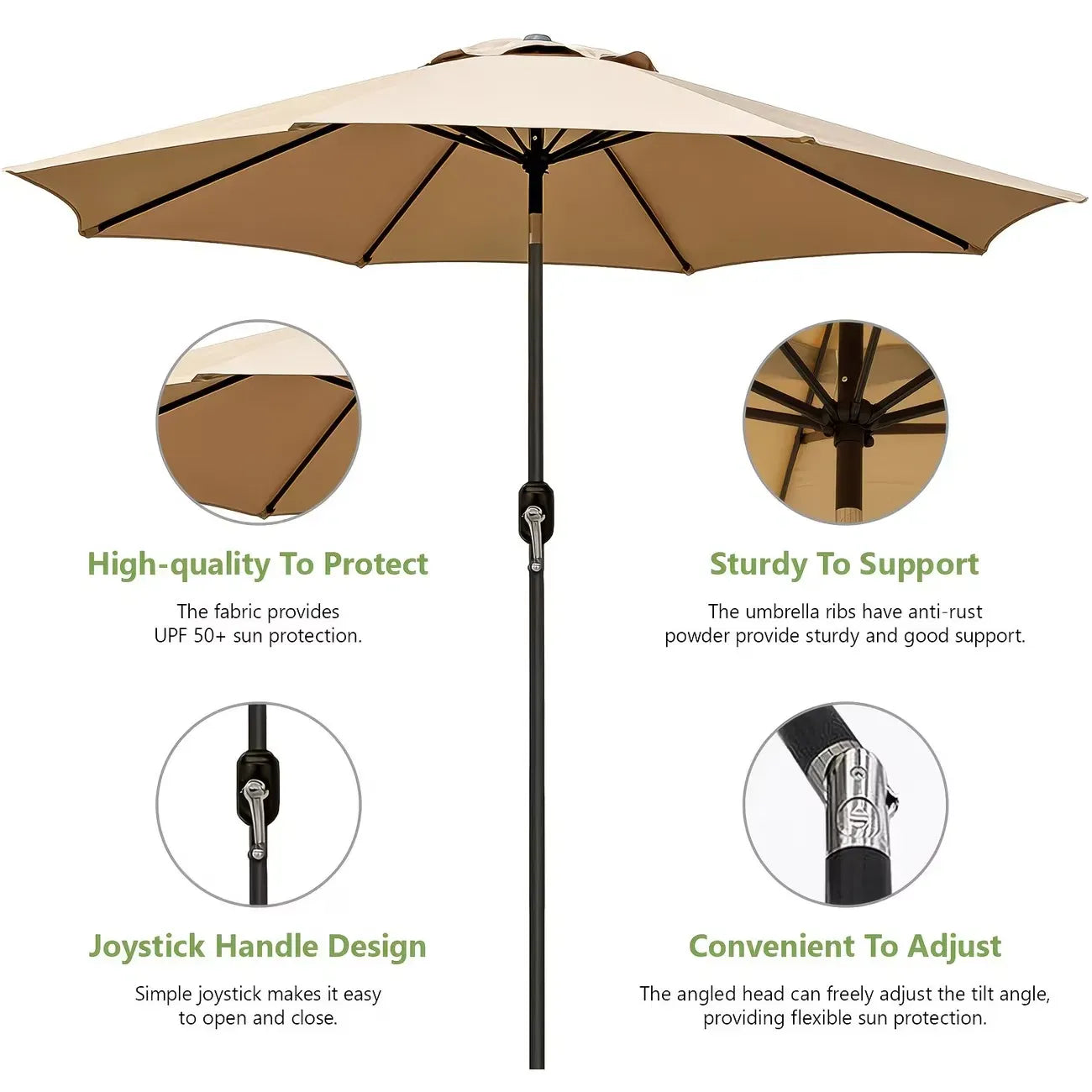 10ft Patio Umbrella with Base, Outdoor Market Umbrella, Tilt & Crank, UPF 50+ Sun Protection for Patio, Pool, Deck & Beach