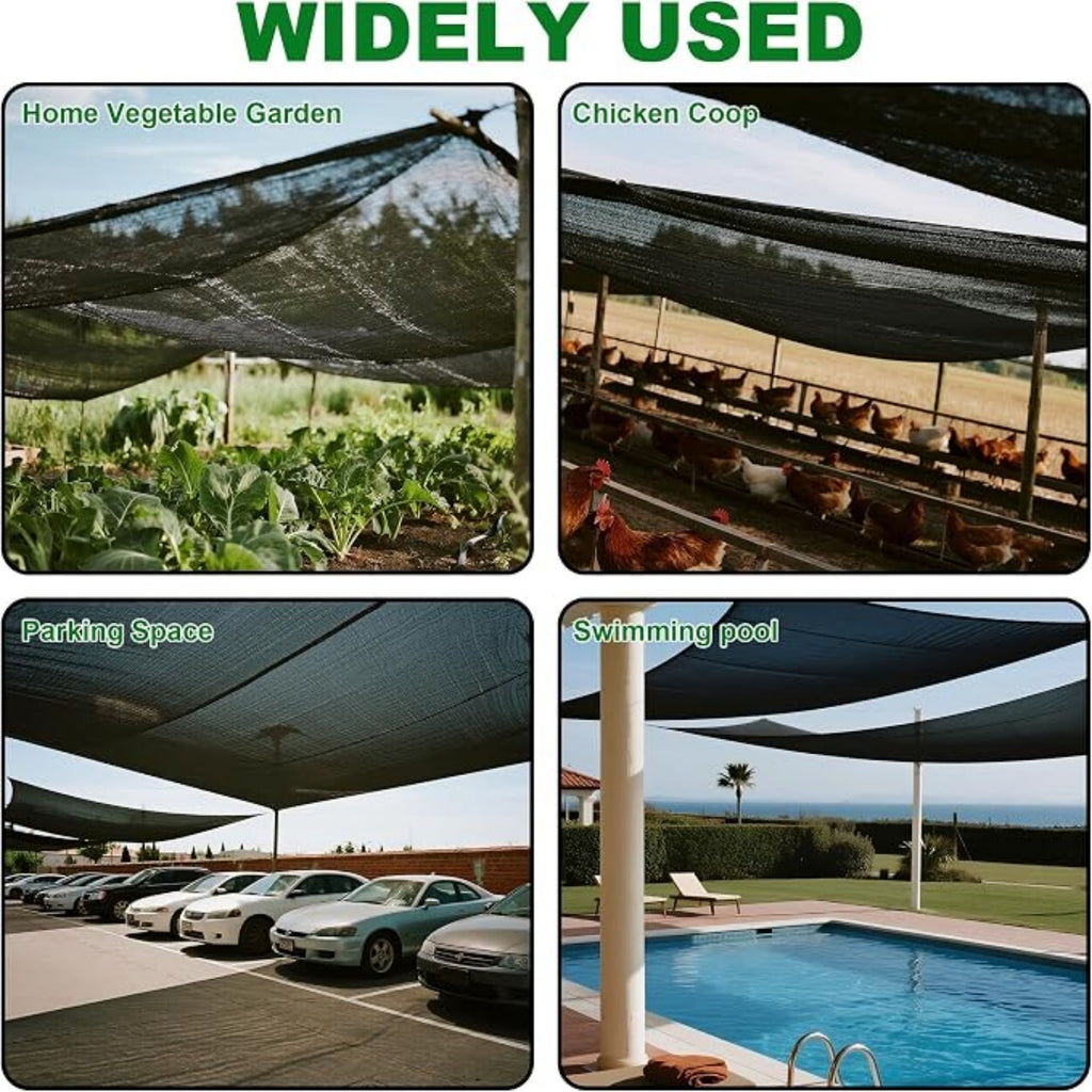 Black Shade Cloth 70%, Mesh Tarp - Garden Shade for Greenhouse, Patio, Plants Cover and Chicken Coops, Sun Shade Net for Outdoor, 11.8x15.8 FT