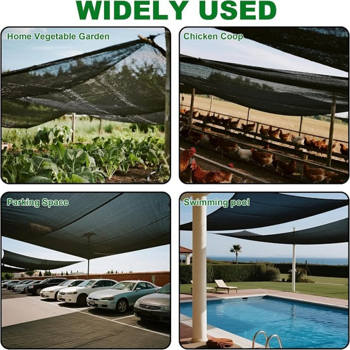 Black Shade Cloth 70%, Mesh Tarp - Garden Shade for Greenhouse, Patio, Plants Cover and Chicken Coops, Sun Shade Net for Outdoor, 11.8x15.8 FT
