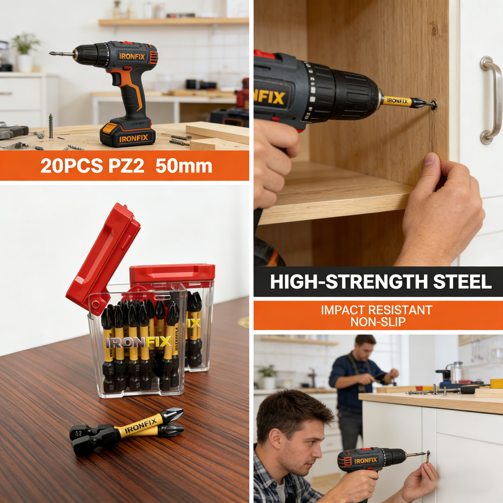 20PCS PZ2 Screwdriver Bits, 50mm Magnetic Pozidriv Drill Bit Set, S2 Steel Impact Driver Bits for Power Drill, Woodworking & Home Repair