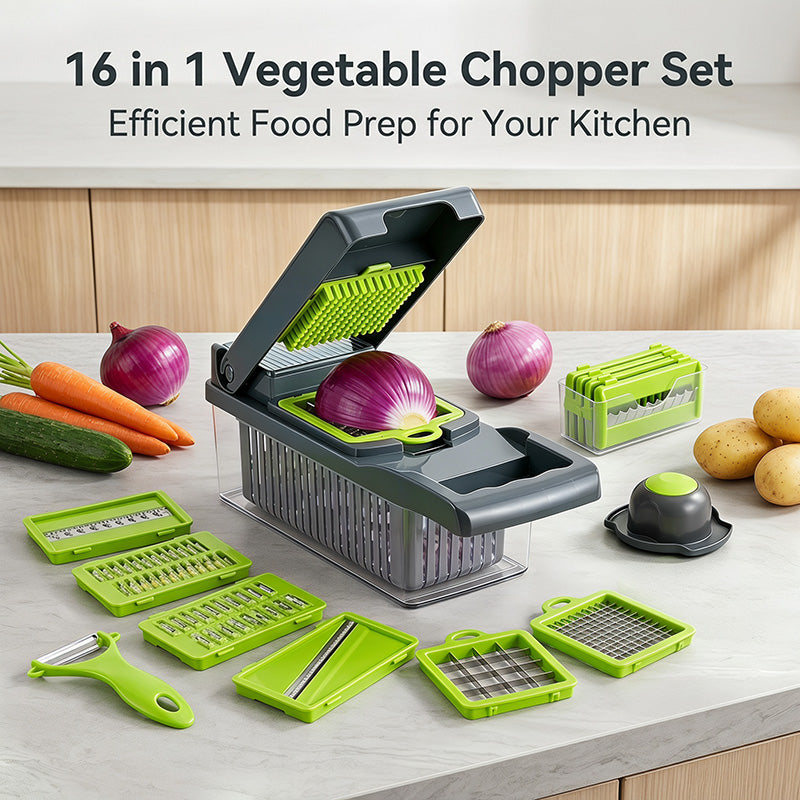 Vegetable Chopper with Container, Multifunctional Mandoline Slicer and Food Cutter for Kitchen Vegetable and Fruit Prep