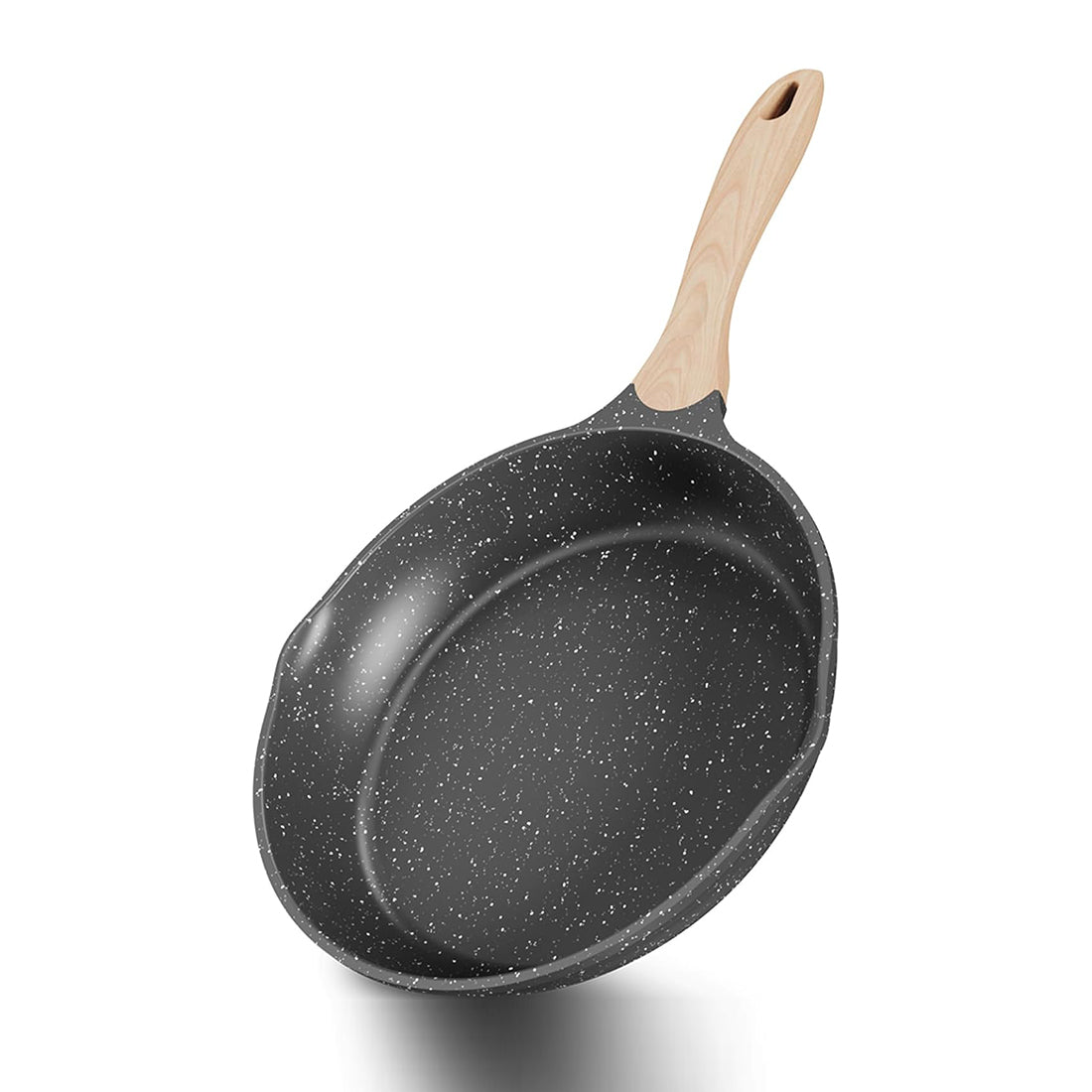 9.5 Inch Nonstick Frying Pan, Stone Coating Cookware Omelette Pan, Heat Resistant Handle, Compatible with All Stoves, Grey