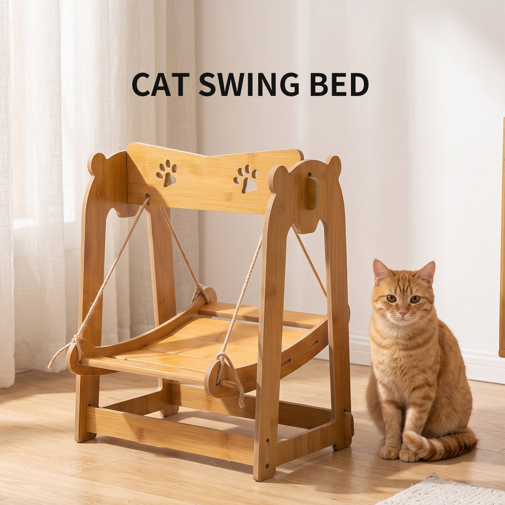 Indoor Cat Swing Hammock, Hanging Pet Bed for Cats and Small Dogs, Elevated Cozy Lounger Chair