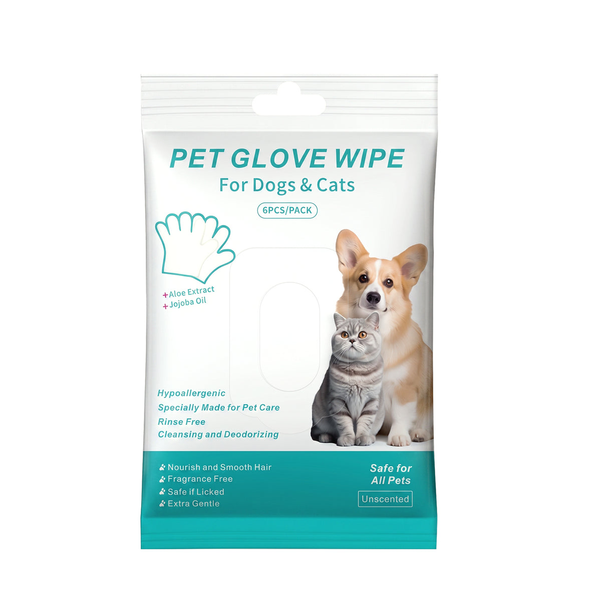 Rinse Free Dog Shampoo Mitts, Pet Glove Wipes for Dogs & Cats, Portable Pet Bathing Gloves, Rinse Free Shampoo Mittens for Paws and Body