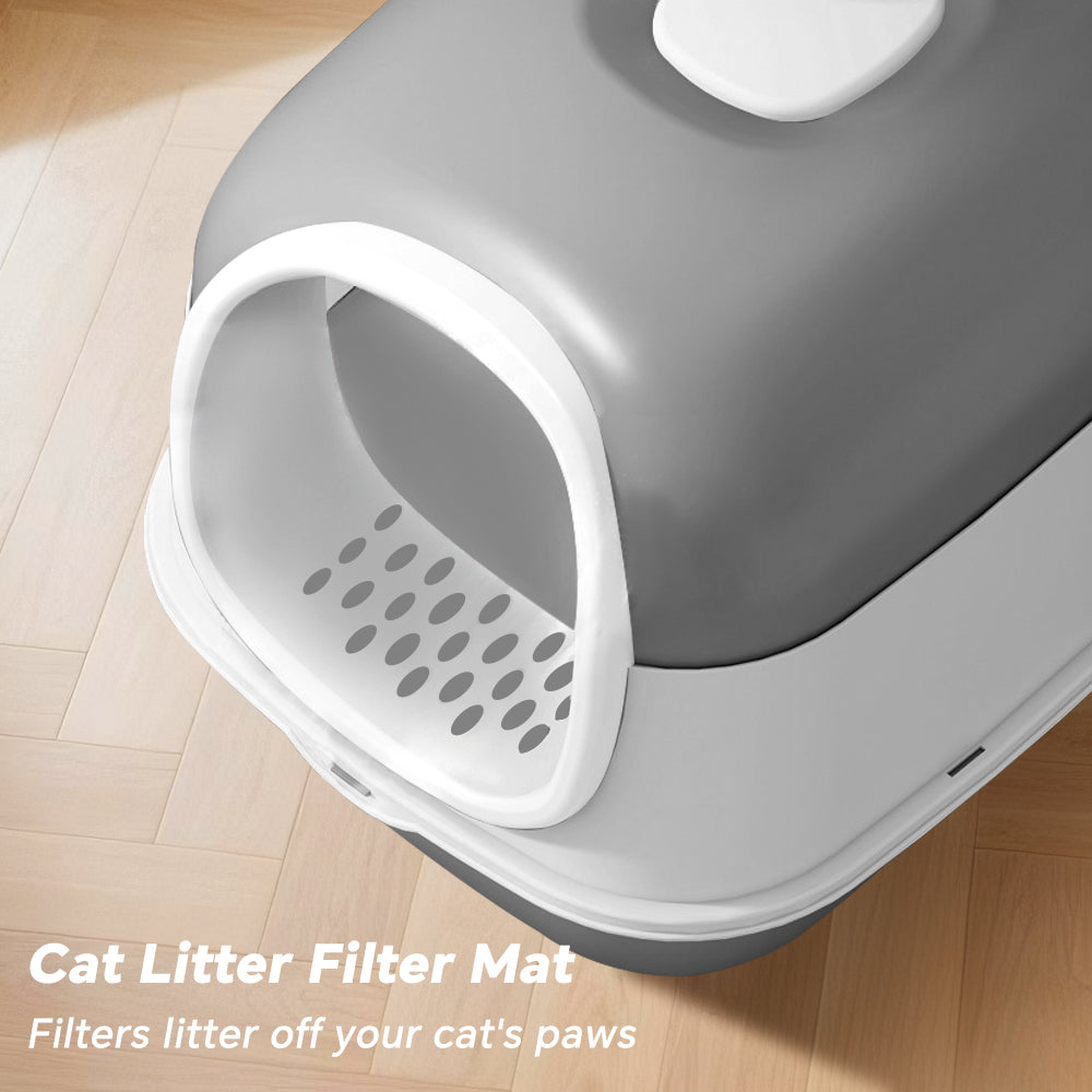 Enclosed Cat Litter Box with Lid & Scoop, Front Entry Anti-Splash Kitty Litter Pan, Odor Control, Easy Clean, Space Saving for Indoor Small Cats