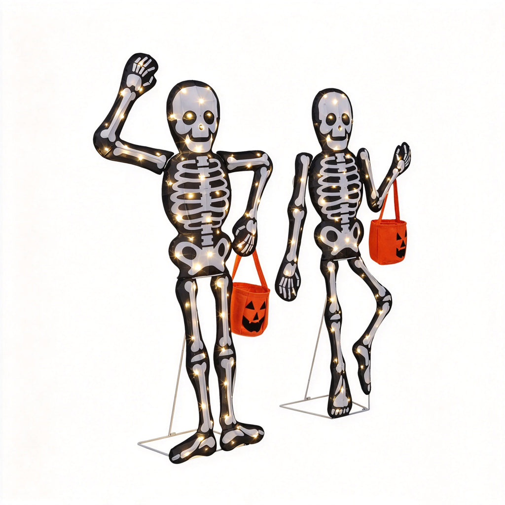 2-Piece Skeleton Yard Stakes, 45" H Adjustable Halloween Outdoor Decorations for Lawn, Garden and Yard