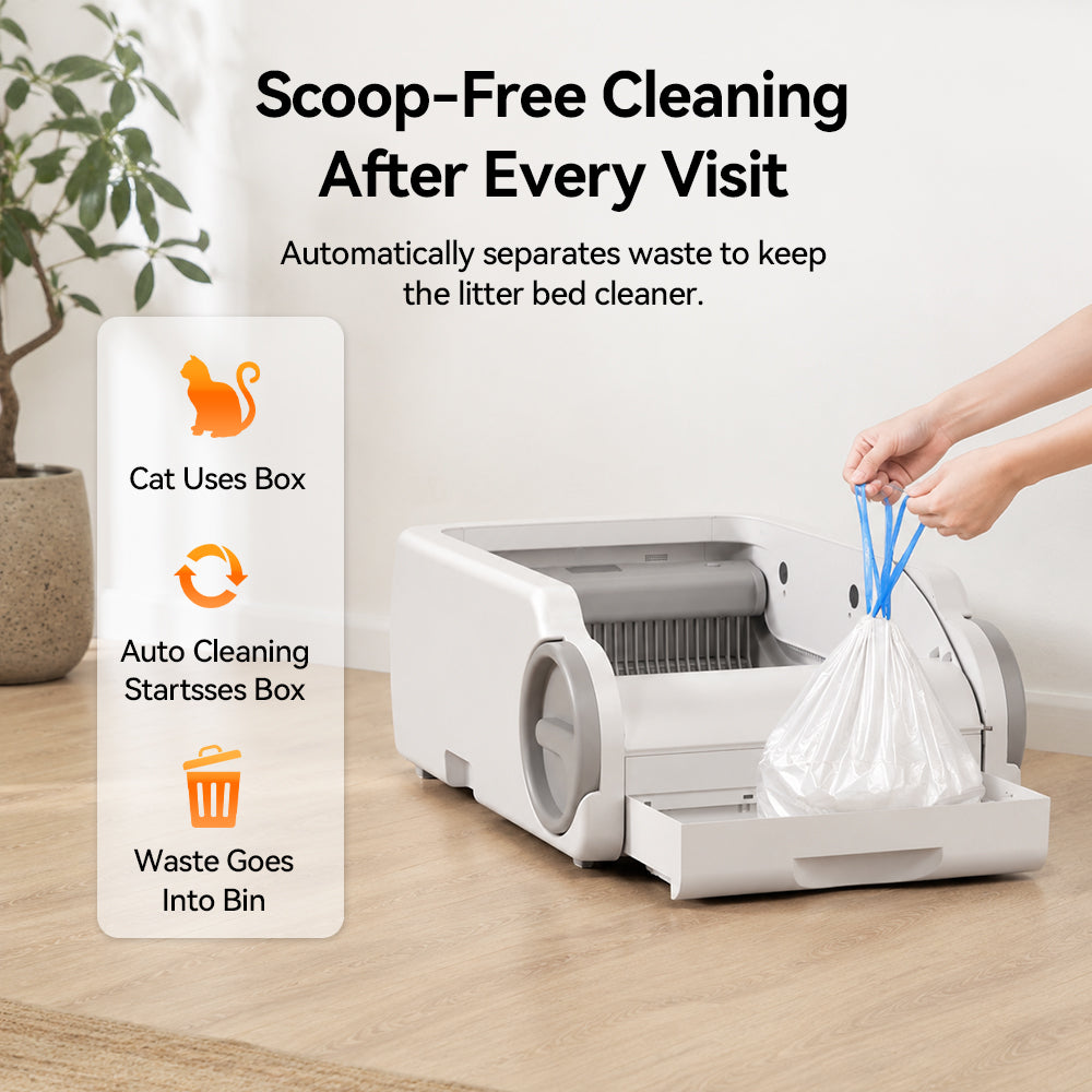 Aeelleea Smart Self-Cleaning Cat Litter Box App Control Low-Entry Quiet Multi-Cat Gray