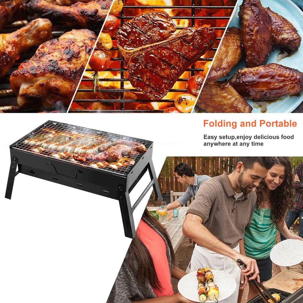 colonsPortable Foldable Charcoal BBQ Grill, 17" Outdoor Charcoal Grill with Wire Mesh, Easy Setup Tabletop Camping Grill for Patio, Picnic, Backyard, Travel, Black