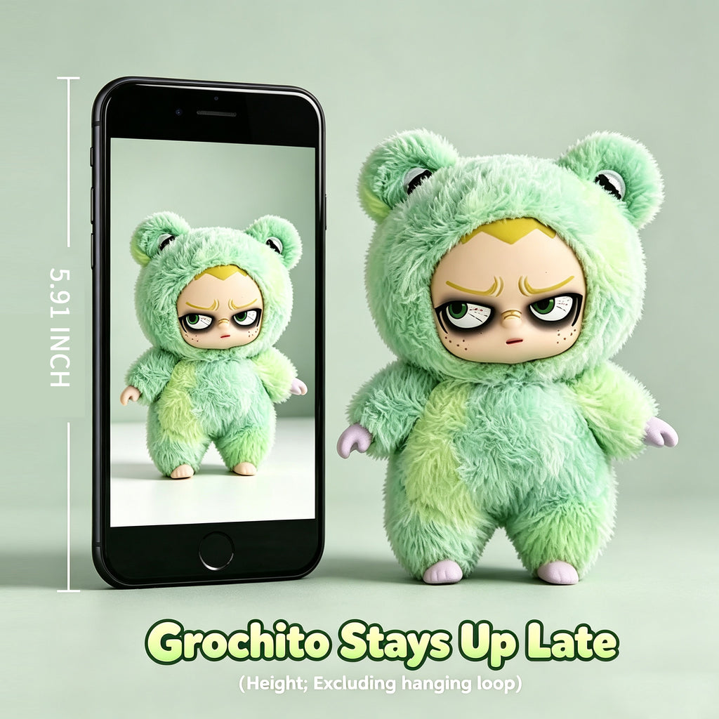 Grouchito Stays Up Late Series Plush Collectible Blind Box Mystery Toy-6Pack
