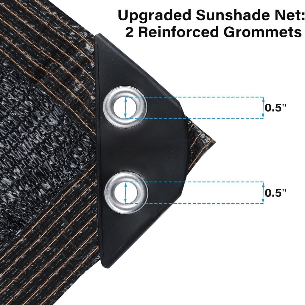 Black Shade Cloth 70%, Mesh Tarp - Garden Shade for Greenhouse, Patio, Plants Cover and Chicken Coops, Sun Shade Net for Outdoor, 11.8x15.8 FT