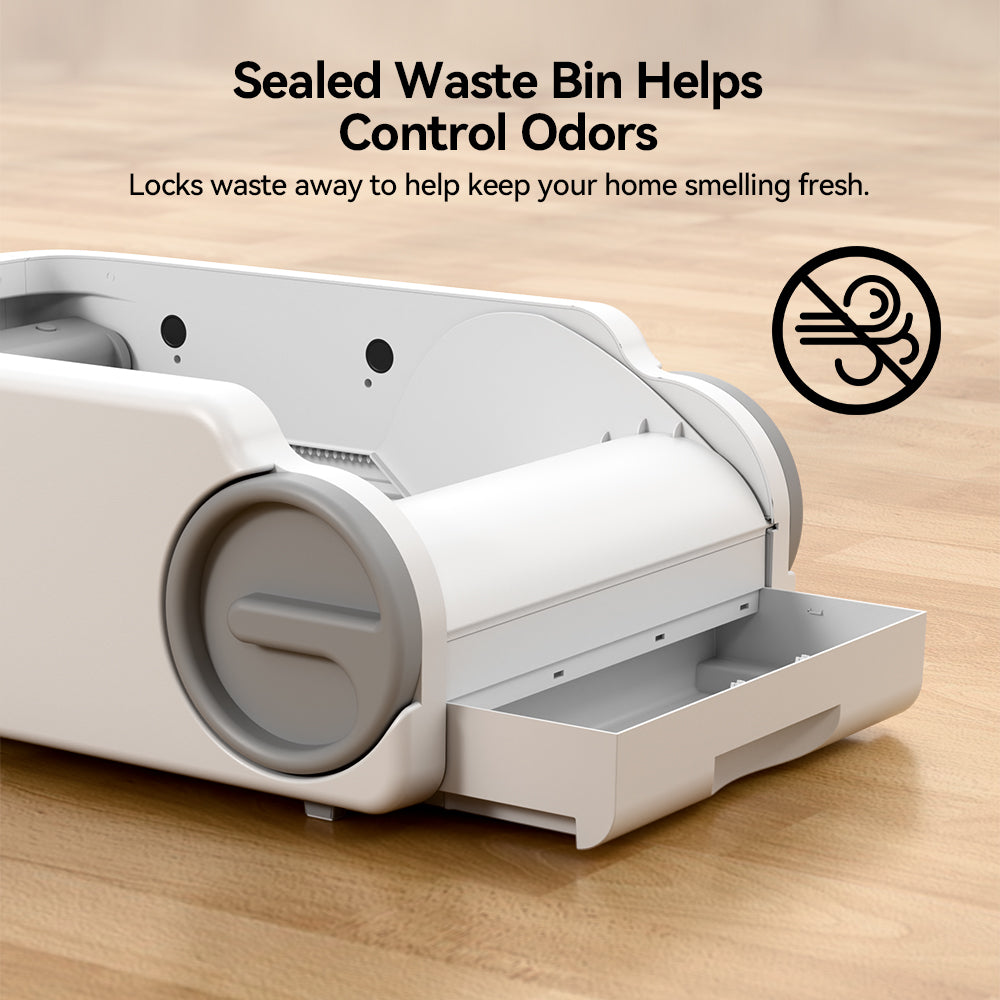 Aeelleea Blue Stainless Steel Version  Smart Self-Cleaning Cat Litter Box App Control Low-Entry Quiet Multi-Cat
