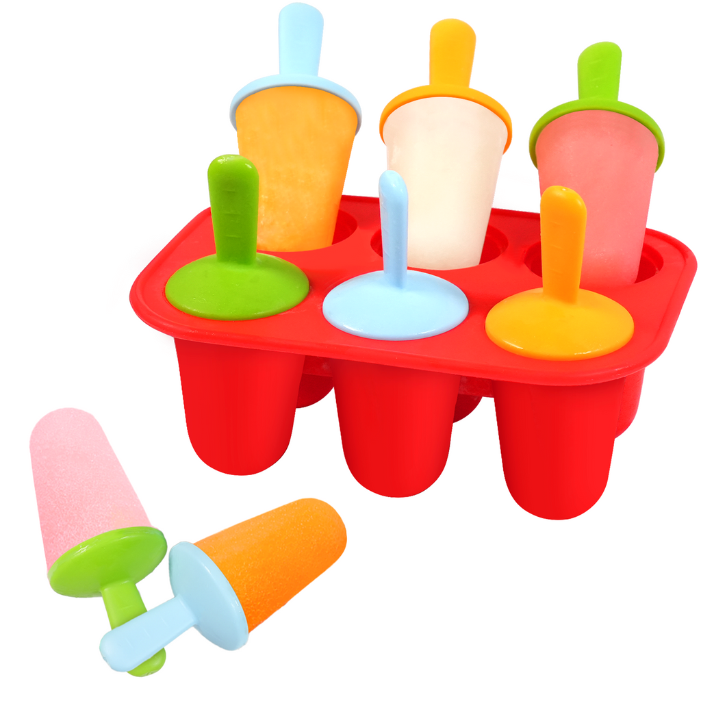 AEELLEEA 6 Cavity Silicone Popsicle Molds, BPA-Free Reusable Ice Pop Molds with Colorful Sticks, Easy Demold Frozen Treat Molds for Juice