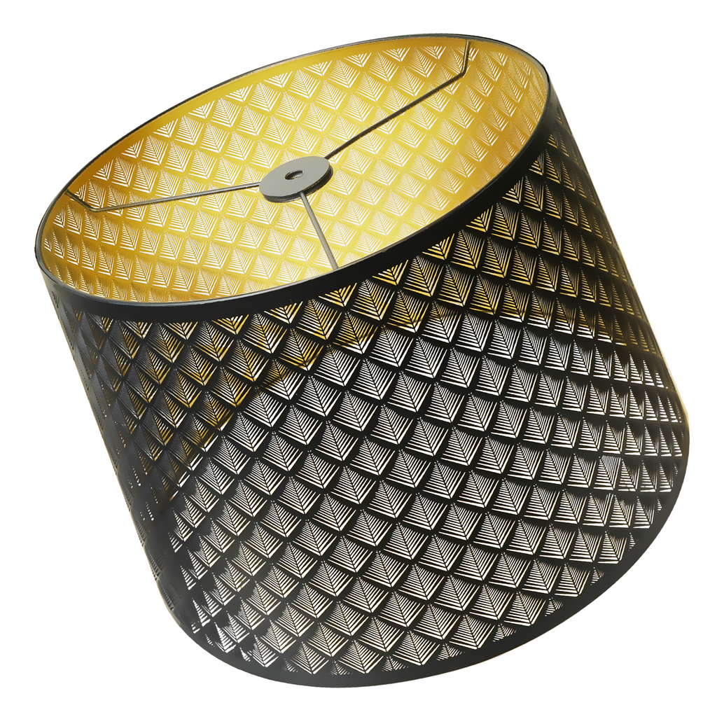 Arrow Etched Drum Lamp Shade in Metal, Large 12”x14”x10” Size for Table & Floor Lamps