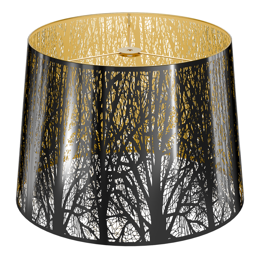 Large Drum Lampshade | Modern Metal Forest Mirror Effect