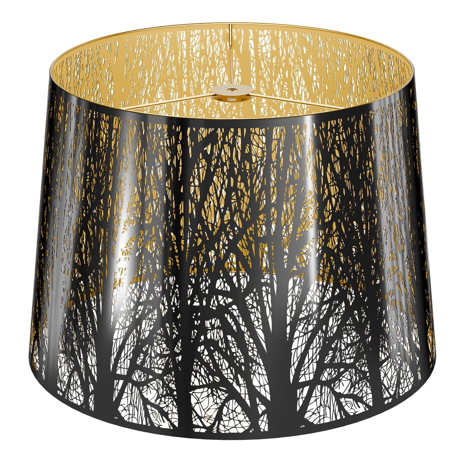 Large Drum Lampshade | Modern Metal Forest Mirror Effect