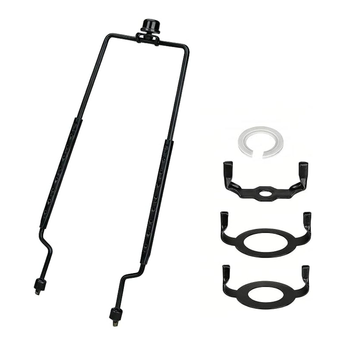 ALUCSET Adjustable Lamp Harp Holder, 8-12 Inch Lampshade Bracket Kit with UNO Fitter Adapter, Compatible with E14 E26 E27 Lamp Base and Standard Lamp Rod