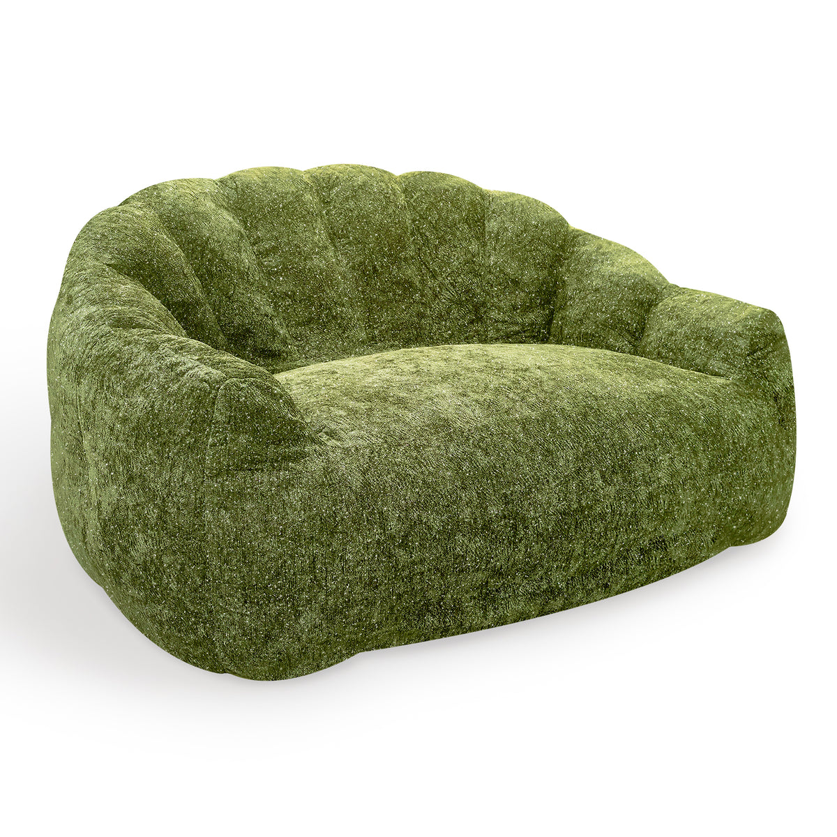 AEELLEEA 55" 2-Seater Floor Sofa, Plush Foam Bean Bag Couch with Deep Seat, Non-Slip Bottom, No Assembly, Green
