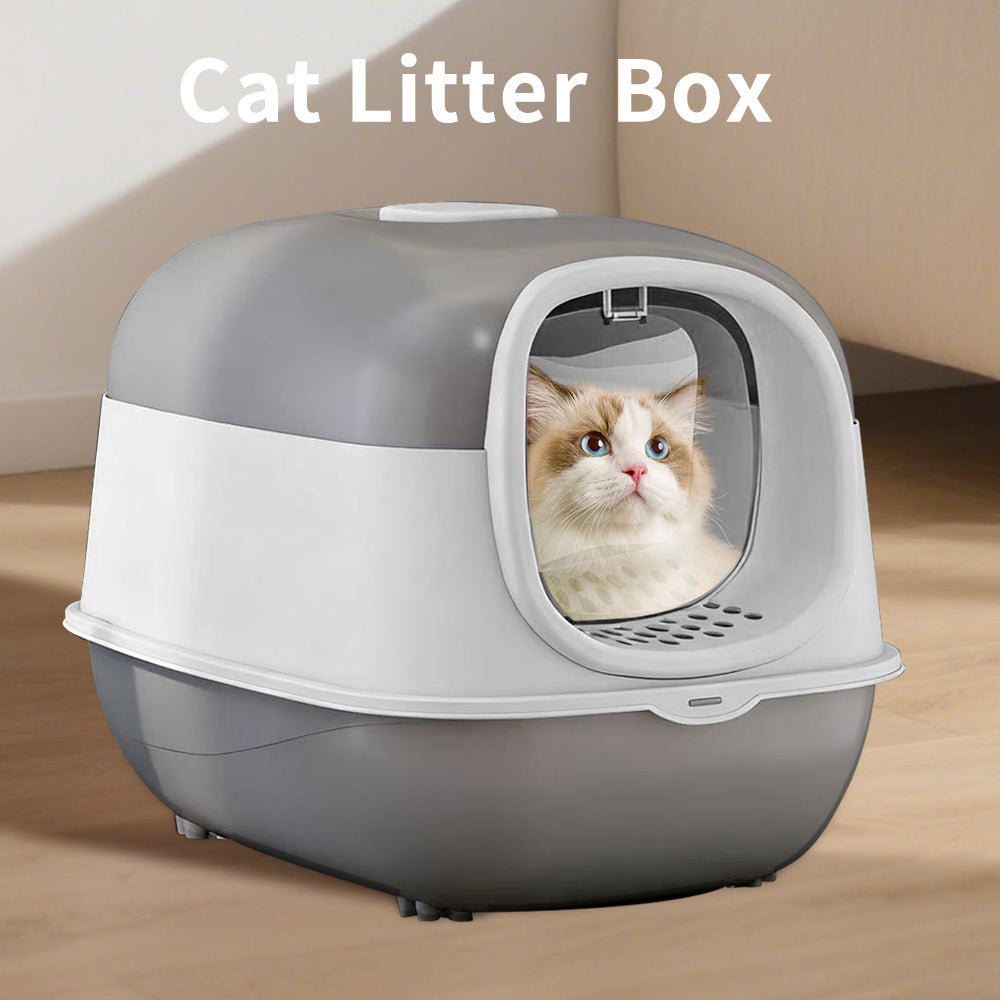 Foldable Cat Litter Box with Lid & Scoop – Middle Enclosed Anti-Splashing, Front Entry, Easy Clean for Home, Odor Control, Space-Saving for Indoor Cats