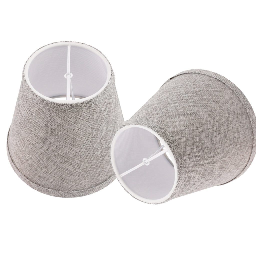 2 Pack Grey Textured Linen Barrel Lamp Shades, Spider Fitter Fabric Replacement Shades for Table Lamp & Accent Lighting