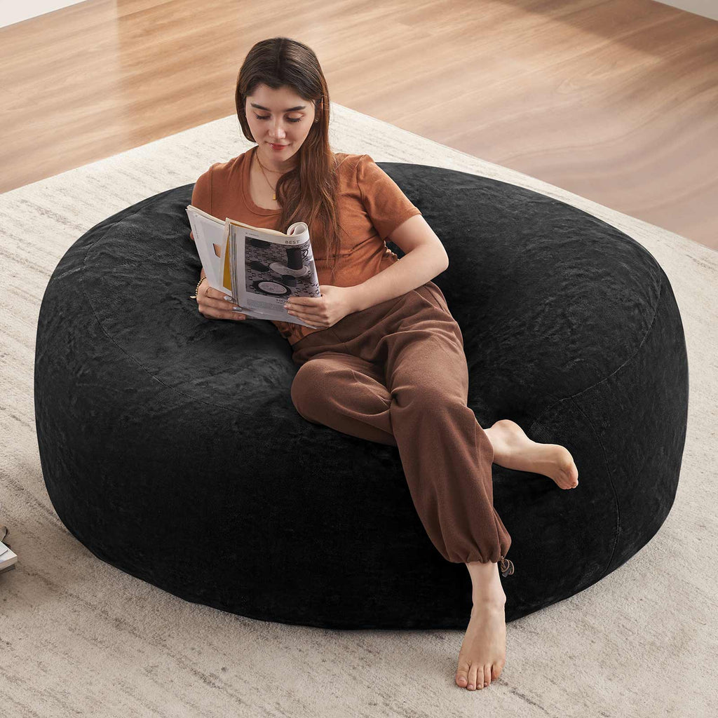 AEELLEEA 5FT Teddy Velvet Bean Bag Chair, Shredded Memory Foam Oversized Lazy Sofa, Removable Washable Cover for Living Room Bedroom