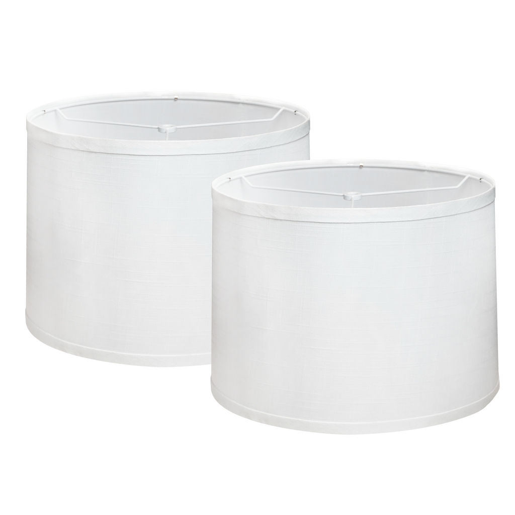 ALUCSET 2 Pack White Linen Drum Lampshade, 13x14x10 Inch Fabric Replacement Cover for Table Floor Pendant Lamp
