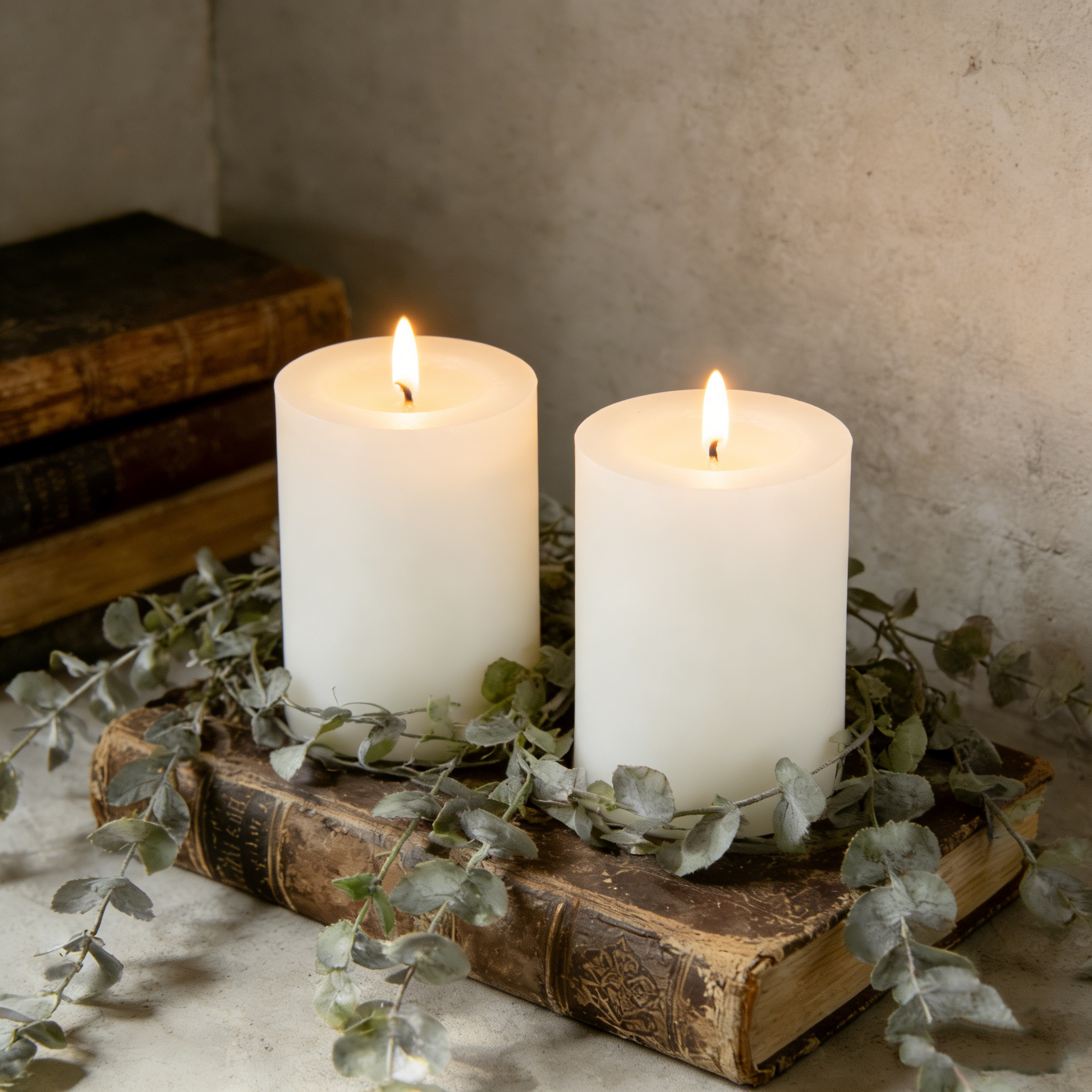 2pk 4"x6" Unscented Soy Wax Candles – Natural, Clean Burn Pillars