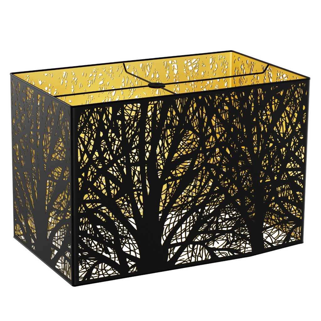 Black & Gold Rectangular Forest Lampshade – 8×14×9 Inch
