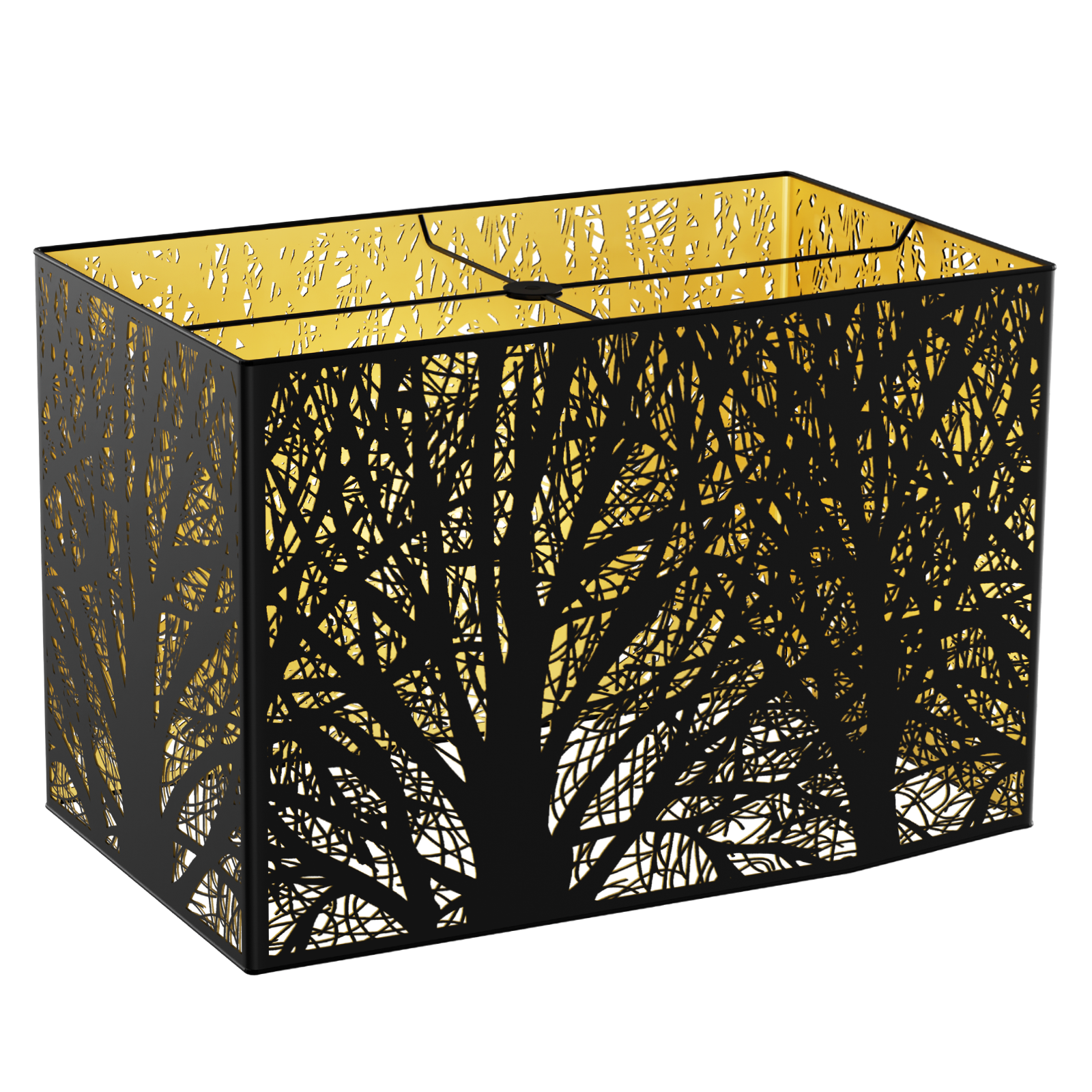 Black & Gold Rectangular Forest Lampshade – 8×14×9 Inch