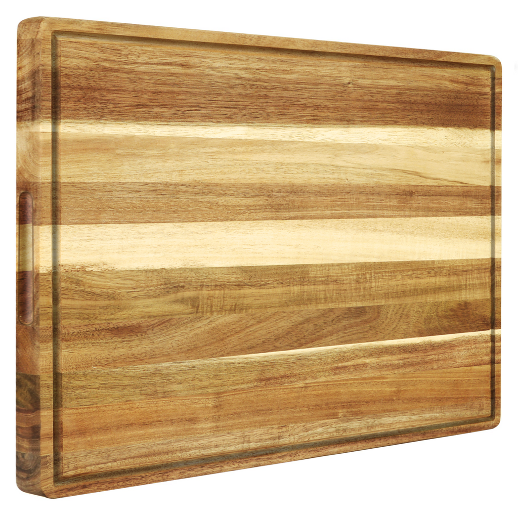 Large Acacia Wood Cutting Board, Non Plastic Non Toxic Cutting Boards For Kitchen, Wood Chopping Boards, Juice Groove, Built-in Handles 19.6x14.8in