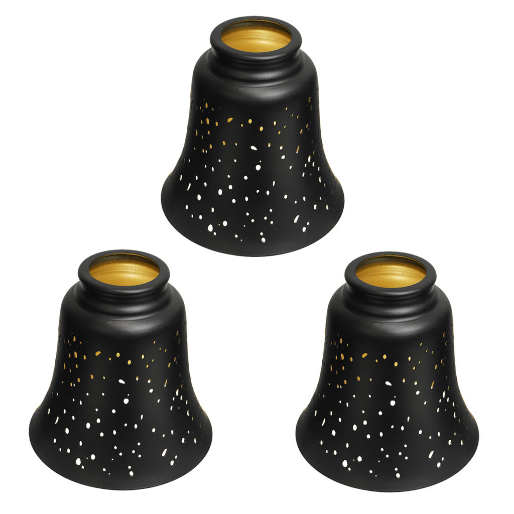 Globes Shades 3-Pack Starlight Etched Metal Lamp Shade Black Gold  4.72" for Pendant, Sconce, Ceiling Fan
