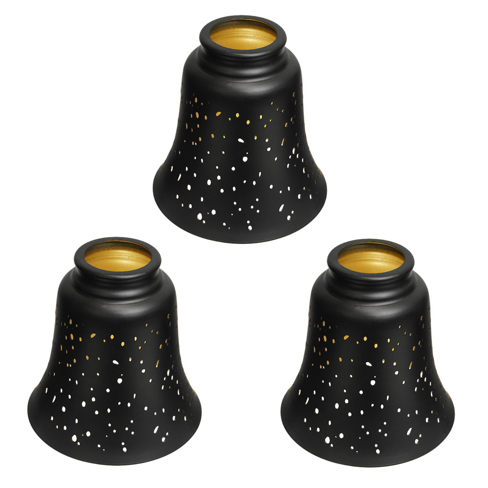 Globes Shades 3-Pack Starlight Etched Metal Lamp Shade Black Gold  4.72" for Pendant, Sconce, Ceiling Fan