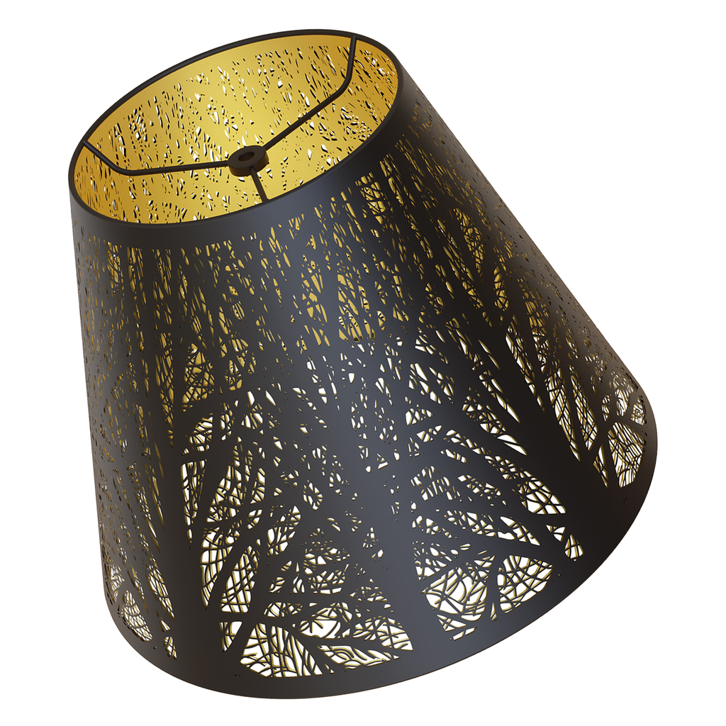 5"x9"x7" Modern Shades Scalloped Metal Lamp Shade  Black Gold Forest Etched