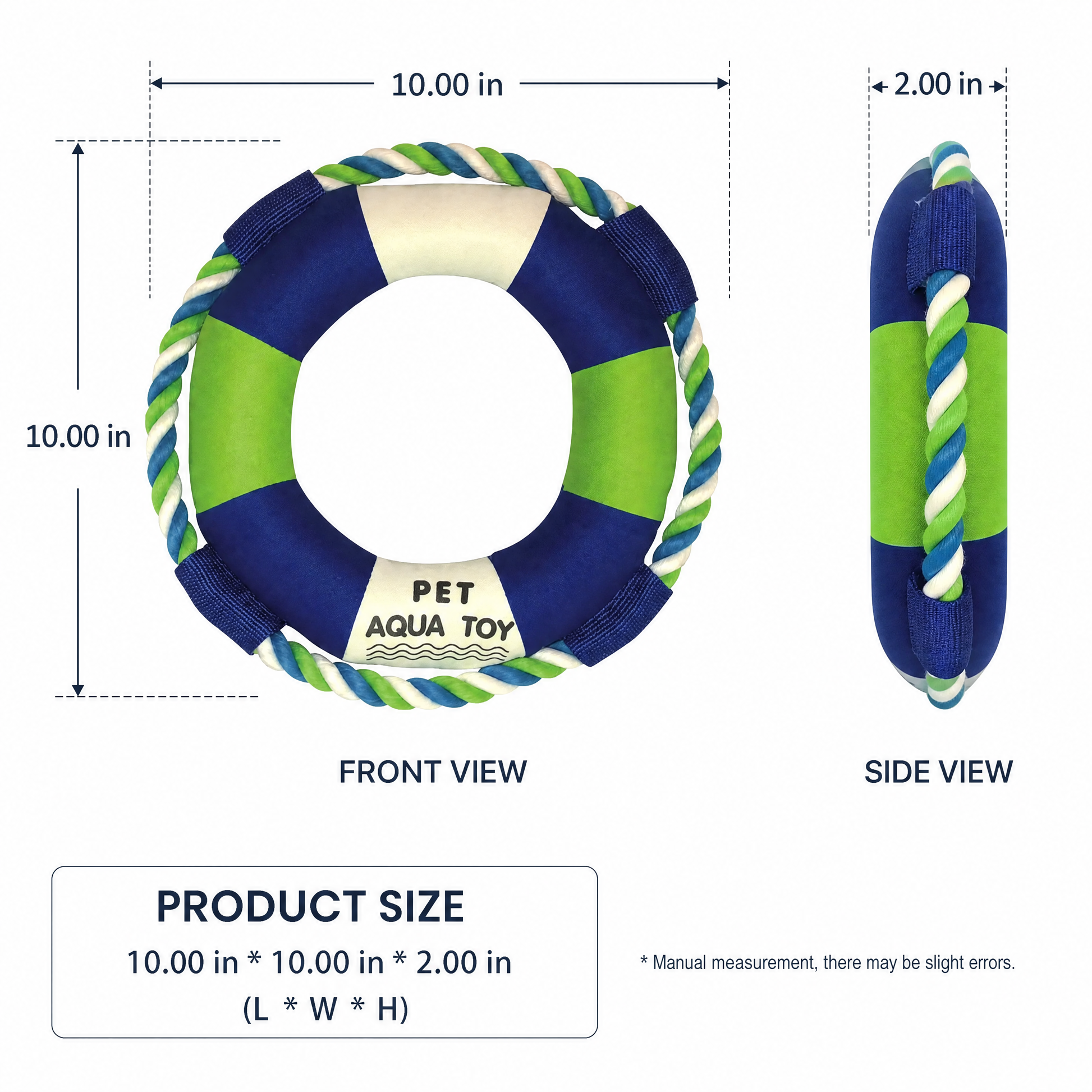 Floating Dog Water Toy, Life Preserver Shape Dog Toy with Rope Handles, Waterproof Interactive Tug Fetch Toy for Swimming Pool Lake Beach, Outdoor Pet Toy for Medium Large Dogs