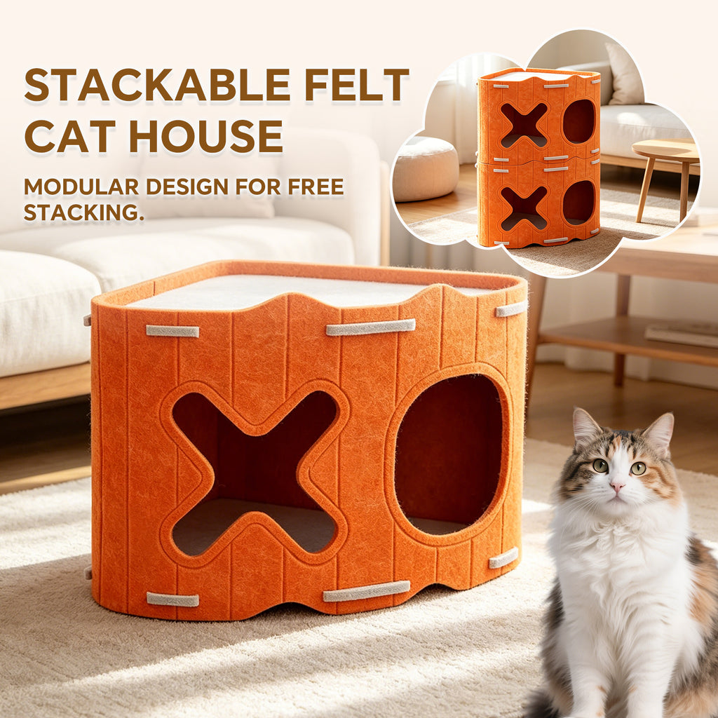 Warm Wool Cat Cave, Comfortable Pet Nest, Soft Cushion with Durable Felt, Double Opening Pets Bed for Indoor Outdoor Use, House with Trendy Design, Pet Shelter for Bedroom Living Room