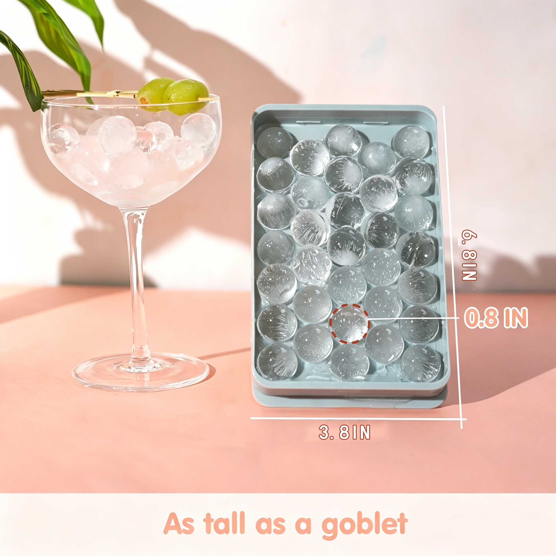 0.8 Inch Round Ice Cube Tray with Lid and Storage Bin, Small Sphere Ice Ball Molds for Freezer, Reusable Ice Maker Tray for Whiskey, Cocktails & Daily Drinks