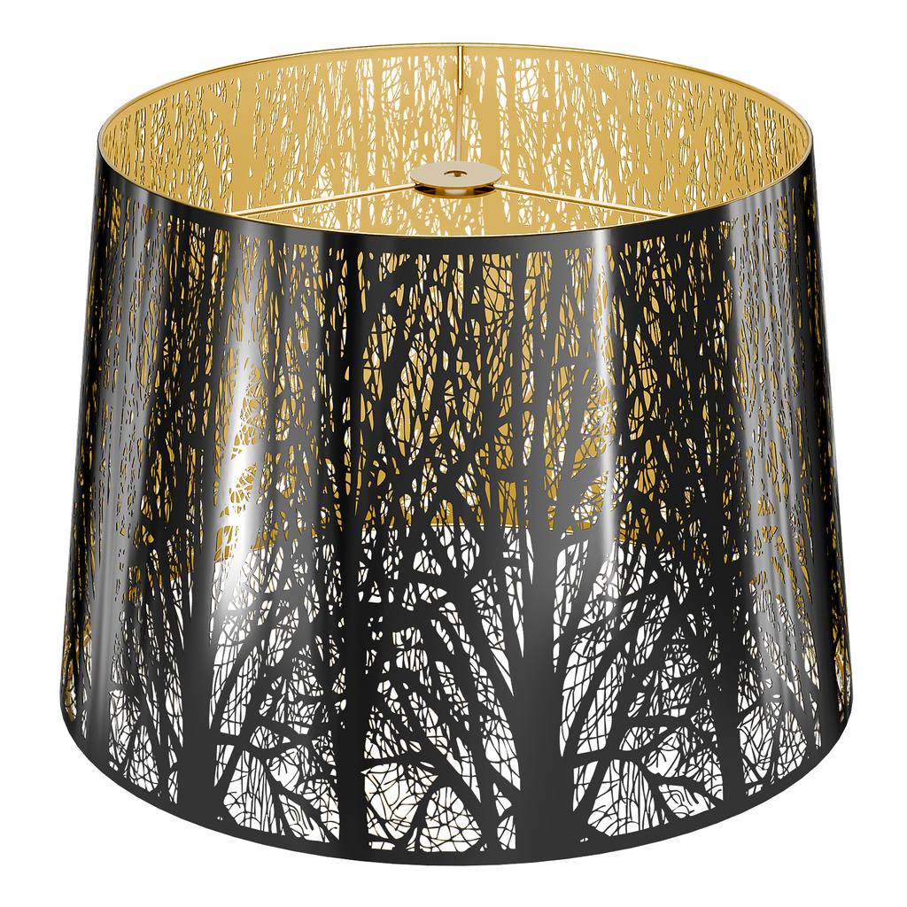 Stainless Steel Drum Lampshade | Etched Forest Design
