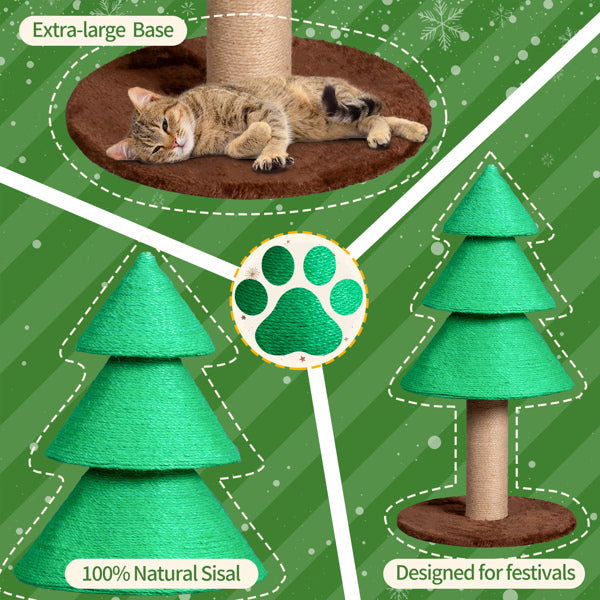 31.5in Christmas Tree Cat Scratcher, Cat Scratching Post for Indoor Cats, Large Sisal Cat Scratching Tree Cat Scratch Tower