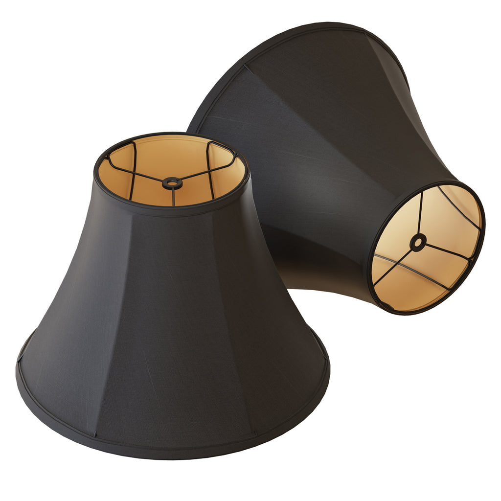 Black Bell Lamp Shade, Spider Fitter Fabric Lampshade for Table & Floor Lamp, 6"×14"×10"
