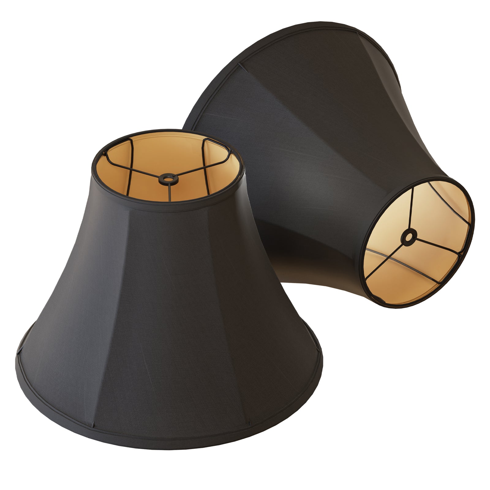Black Bell Lamp Shade, Spider Fitter Fabric Lampshade for Table & Floor Lamp, 6"×14"×10"