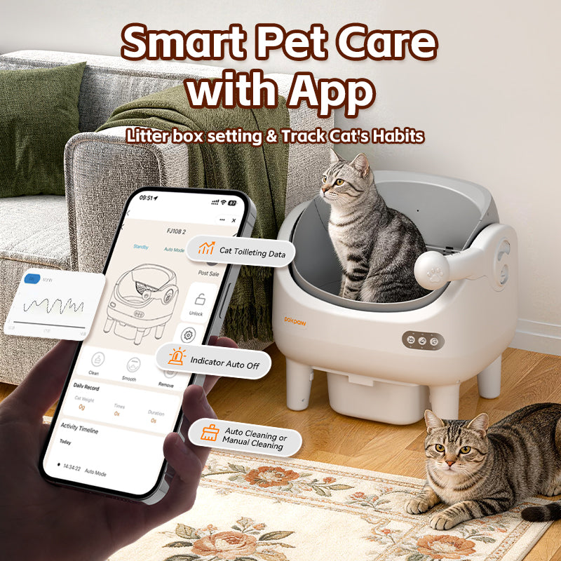 Aeelleea Smart Self-Cleaning Cat Litter Box Open-Top Deodorizing App Control Multi-Cat
