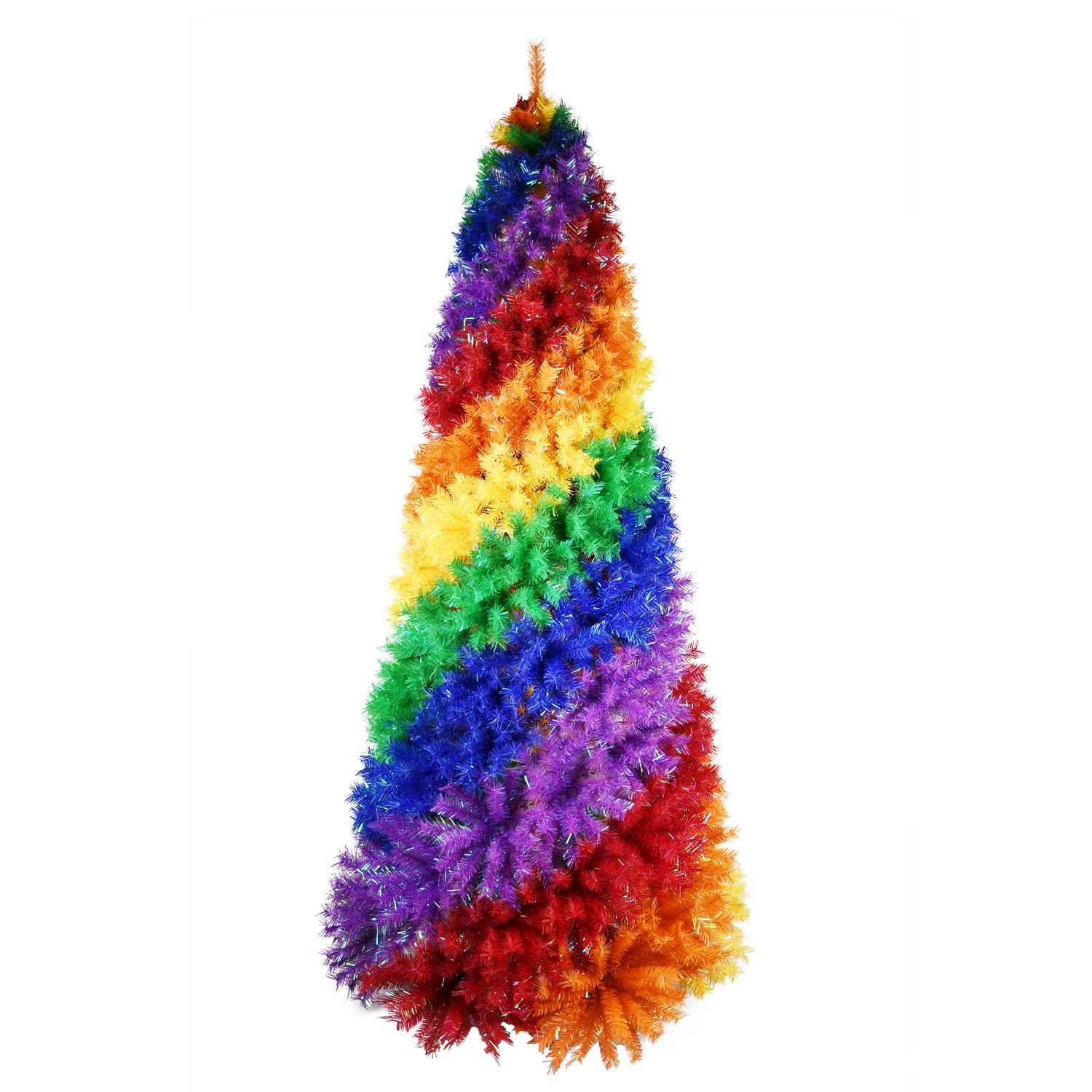 6FT/7.5FT Rainbow Spiral Christmas Tree - Colorful PVC Artificial Holiday Tree with Unique Spiral Design and Sturdy Metal Stand
