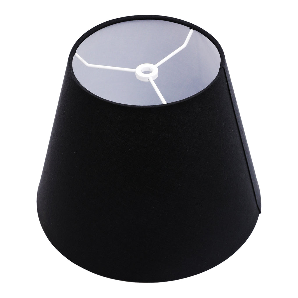 ALUCSET Natural Linen Barrel Black Lamp Shade  6x10x7.5 inch Spider Fitter for Table Lamp Floor Lamp