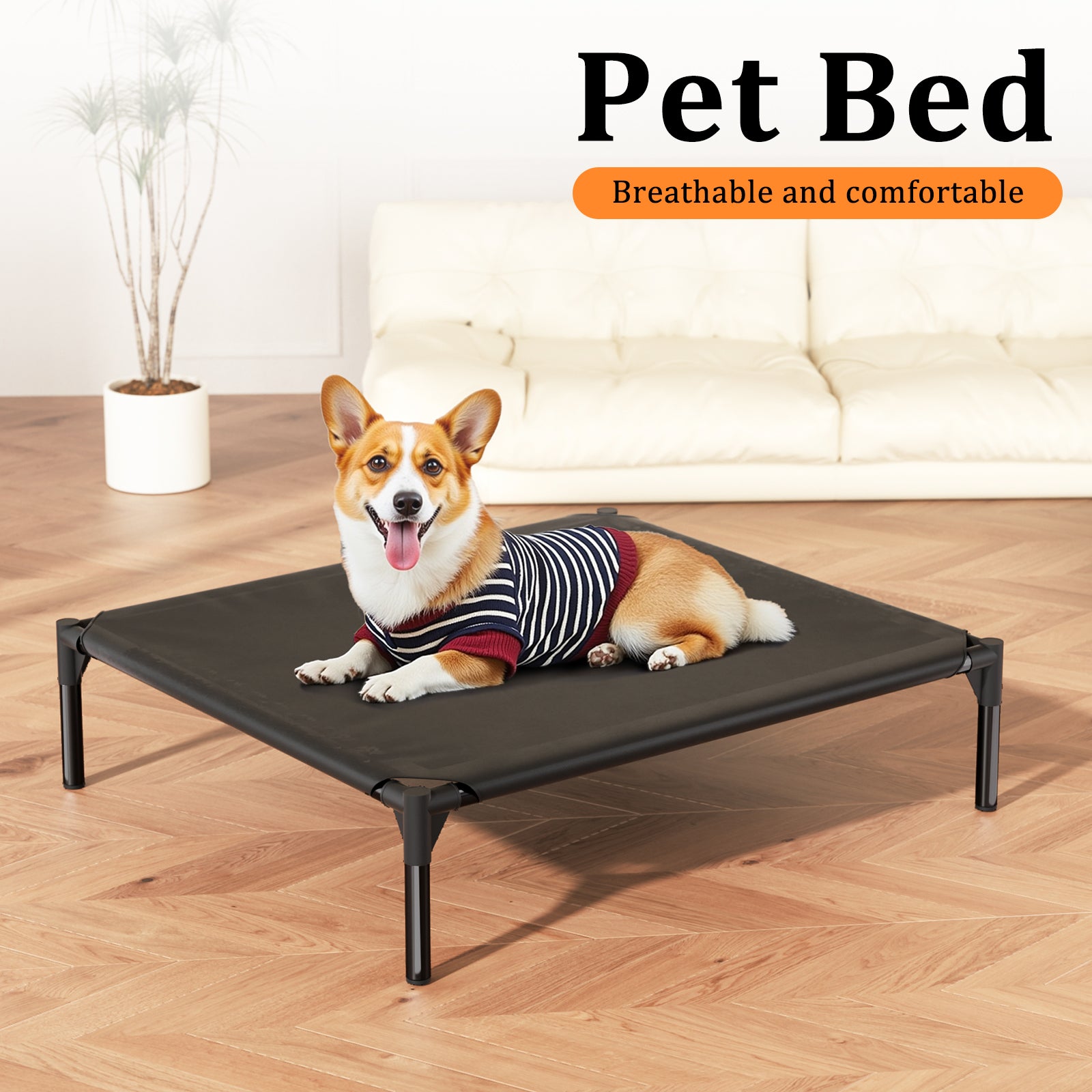 Elevated Dog Bed, Waterproof Raised Pet Cot, Washable Breathable Mesh, Sturdy Metal Frame, Comfortable Sleeping Bed for Medium & Large Dogs