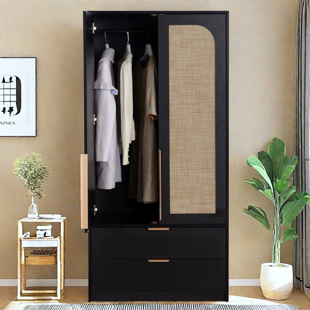 2 doors Armoire Wardrobe with 2 Drawers