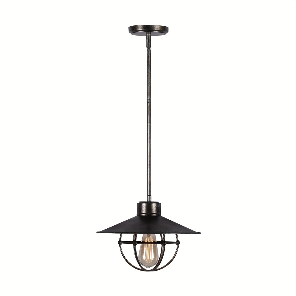Single-Head Simple Vintage Industrial Edison Pendant Light - Height Adjustable American Rustic Lighting Fixture - Ideal for Bar, Dining Room & Kitchen